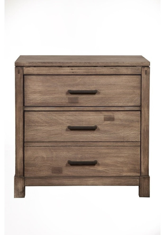 Benzara BM171885 Contemporary Style Nightstand With 3 Drawers Brown