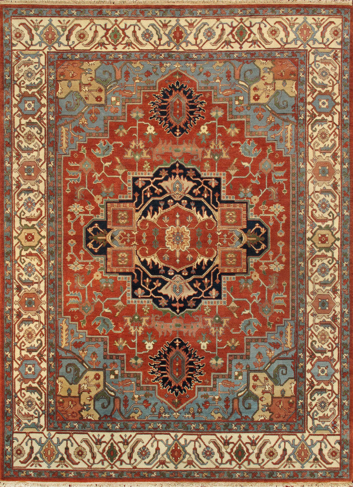 Pasargad Home Serapi Collection Hand-Knotted Rust Wool Area Rug, 11'10"x15'2"