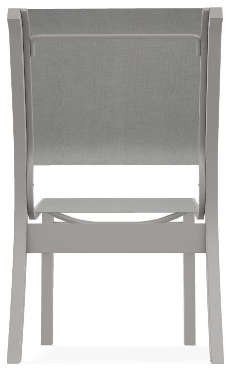 Leeward Sling Stackable Outdoor Dining Chair, Alloy/Warm Gray