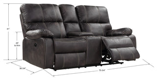 Kimberly Reclining Loveseat, Dark Graphite