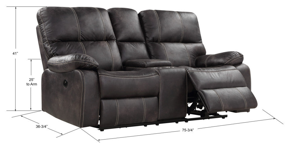 Kimberly Reclining Loveseat, Dark Graphite