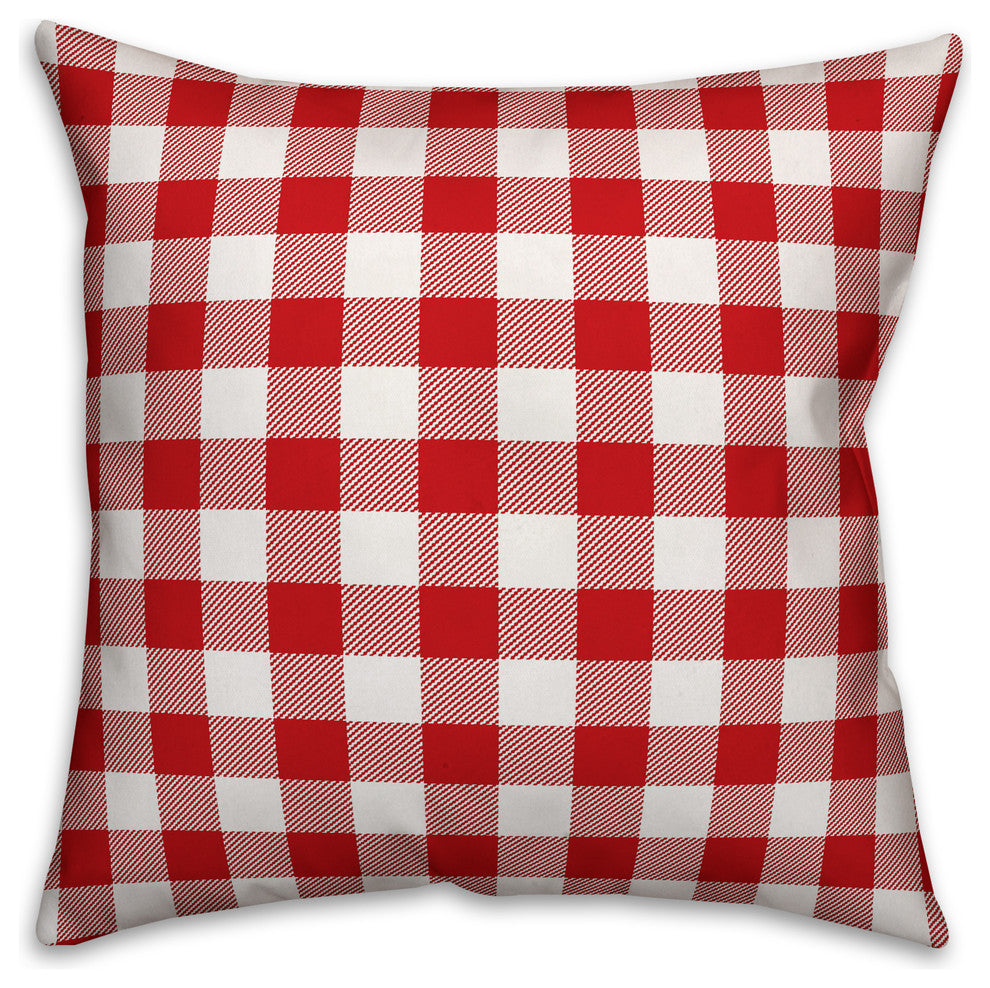Red White and Blue Buffalo Check 18x18 Throw Pillow
