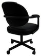 Glass Dinette Set M-70 Swivel Caster Chairs, Black Vinyl - Black
