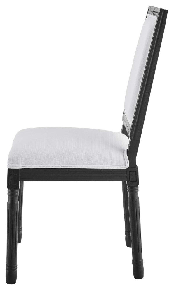 French Vintage Side Dining Chair, Fabric, Wood, Black White, Modern, Cafe Bistro