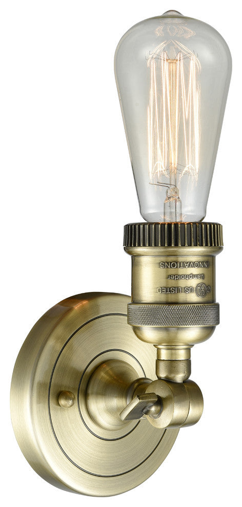 Bare Bulb 1-Light ADA Compiant Sconce, Antique Brass