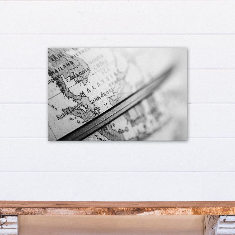 Black and White Globe 16"x24" Print on Canvas