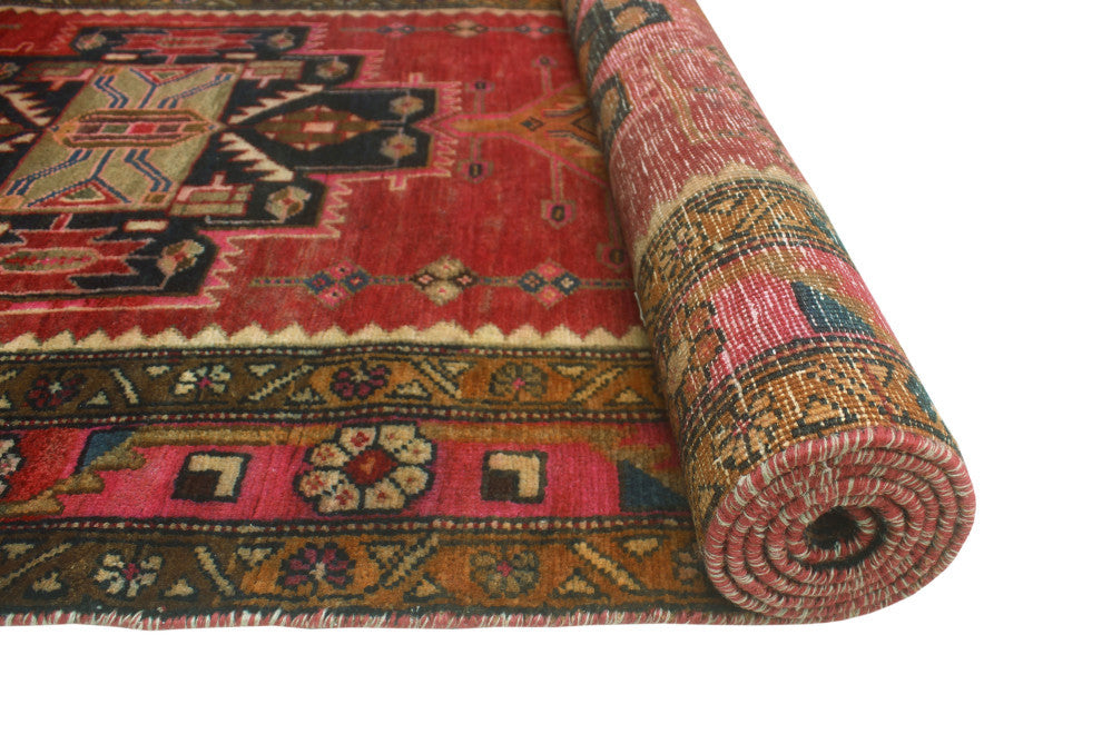 Fine Vintage Distressed Clarice Rust/Gold Runner, 3'7x11'2