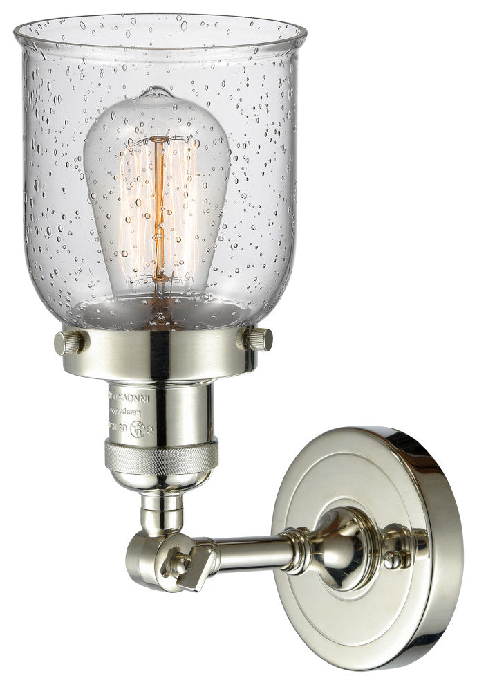 Small Bell 1-Light Sconce, Seedy Glass, Polished Nickel