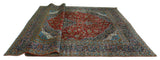 Super Vintage Distressed Aariz Red/Navy Rug, 9'9 x 13'10