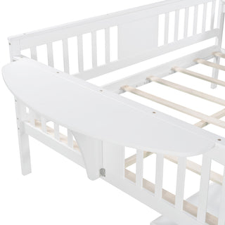 Gewnee Solid Wood Full Size Daybeds with Two Drawers,White