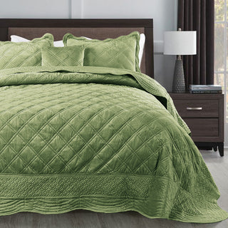 Supersoft Microplush Quilted 4-Piece Bed Spread Set, Sage, Queen