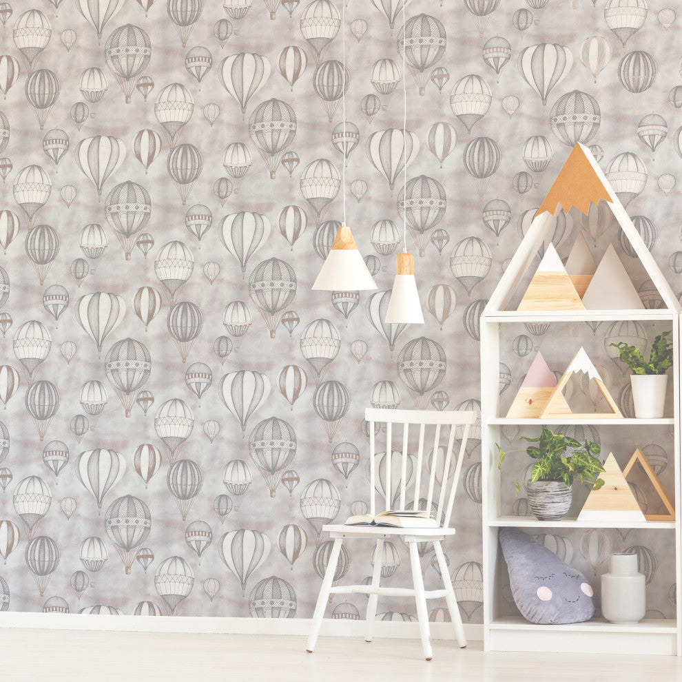 Balloon Fiesta Grey and Rose Gold Wallpaper