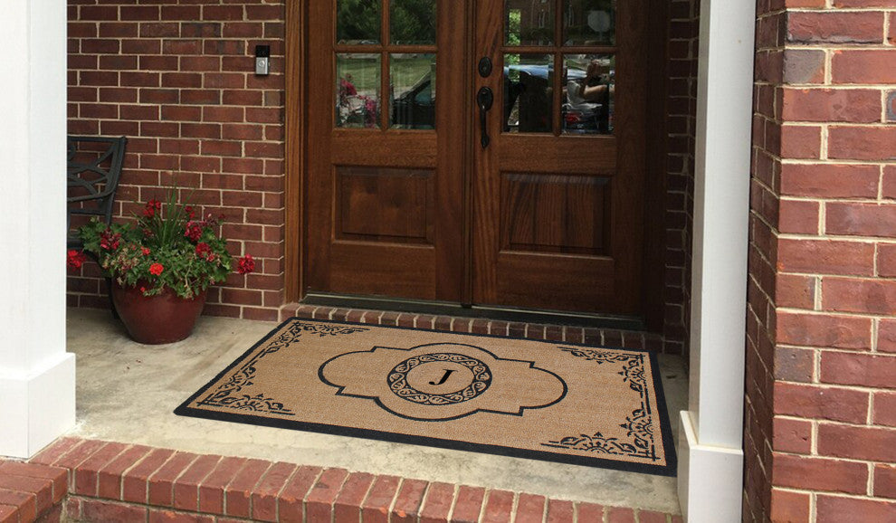Abrilina Heavy Weight Outdoor Entryway Monogrammed Double Doormat 36"X72", J