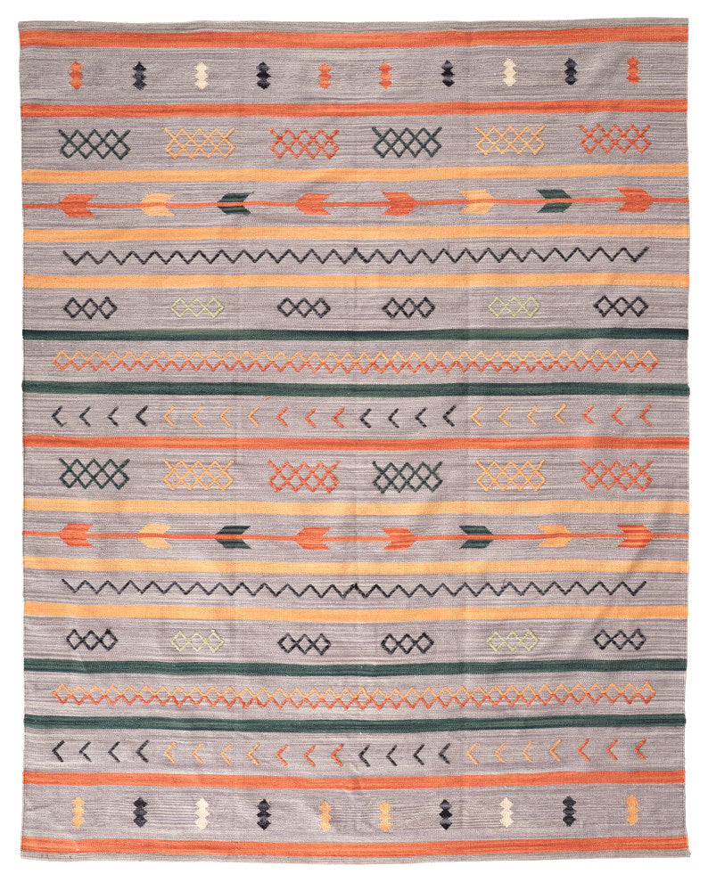Weave & Wander Amara Southwestern Serape Style Rug, Gray/Orange, 8'x10'
