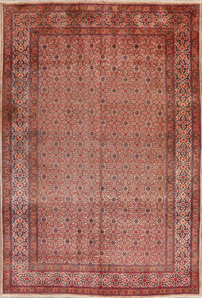 Consigned, Faded Traditional Handmade Vintage Persian Area Rug, Beige, 7x10