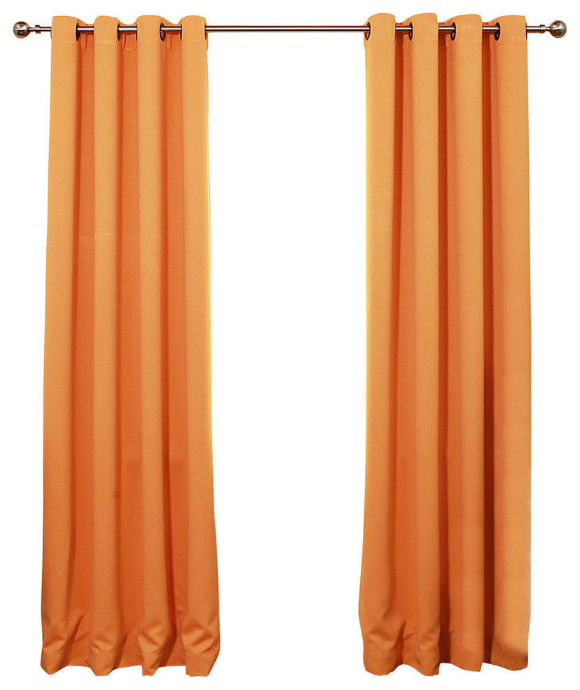 Solid Grommet Top Thermal Insulated Blackout Curtains, Orange, 120"