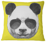 Funny Panda With Sunglasses Animal Throw Pillow, 18"x18"