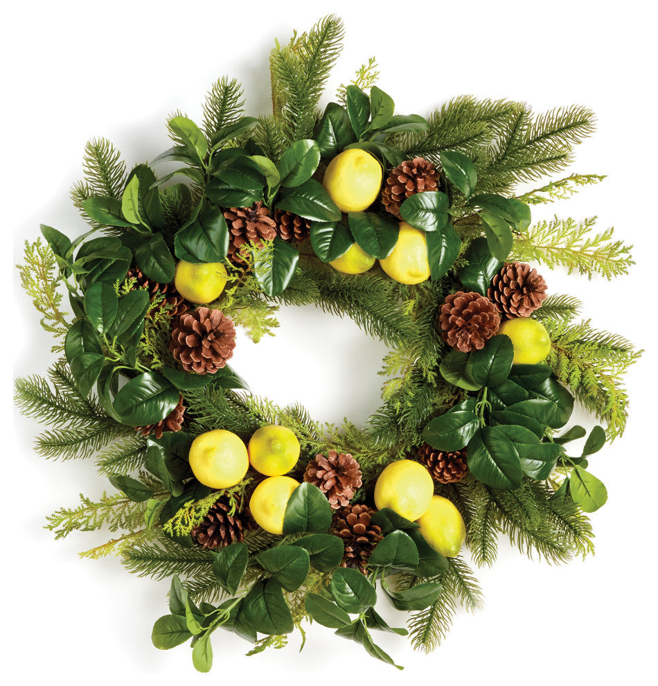 Lemon and Mixed Botanicals Wreath, 26"