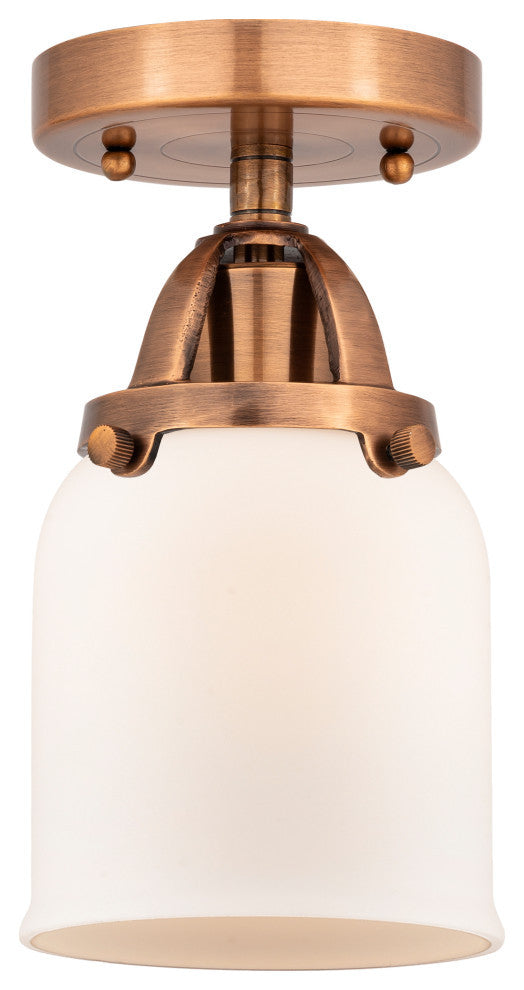Small Bell Semi-Flush Mount, Antique Copper, Matte White, Matte White