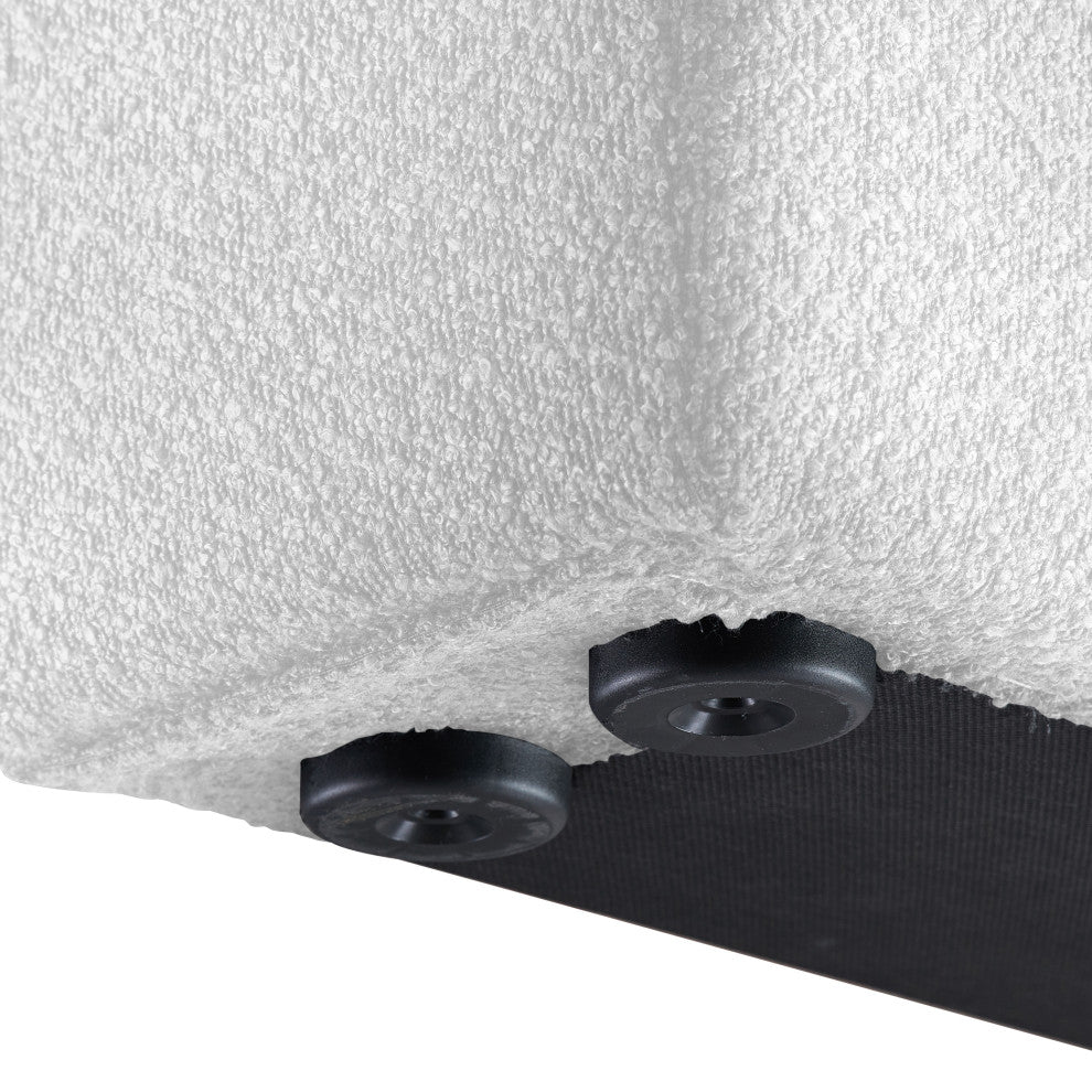 Terra Boucle Fabric Upholstered Bed, White, Full