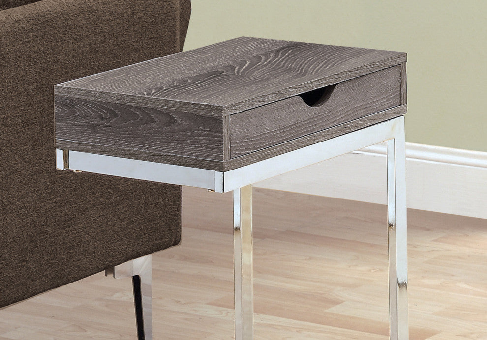 HomeRoots 10.25" x 15.75" x 24.5" Dark Taupe Finish Metal Accent Table