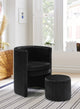 Selena 2-Piece Velvet Accent Chair and Ottoman Set, Black