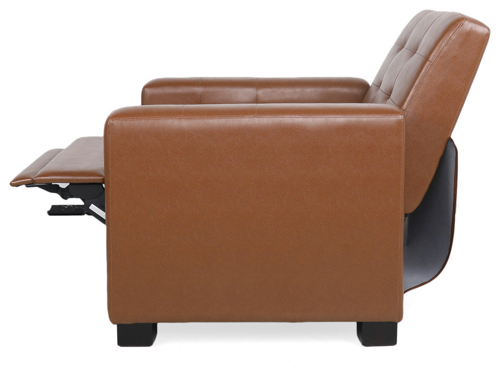 Langseth Contemporary Tufted Pushback Recliner, Cognac/Dark Brown, Faux Leather