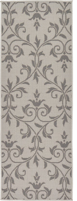 Unique Loom Gray Victorian Outdoor 2'x6' Runner Rug