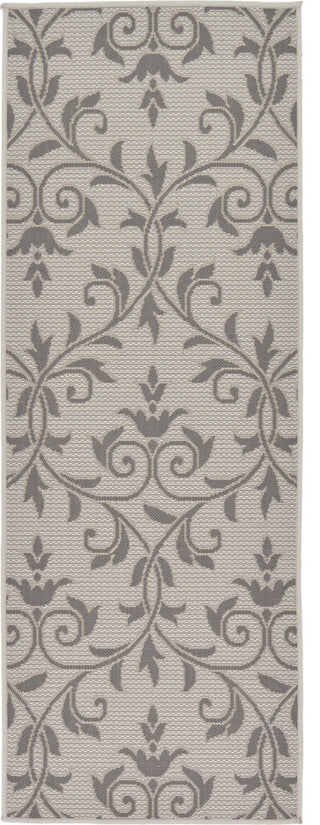 Unique Loom Gray Victorian Outdoor 2'x6' Runner Rug