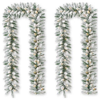 2-Pack 6' Pre-Lit Snow Flocked Christmas Garland