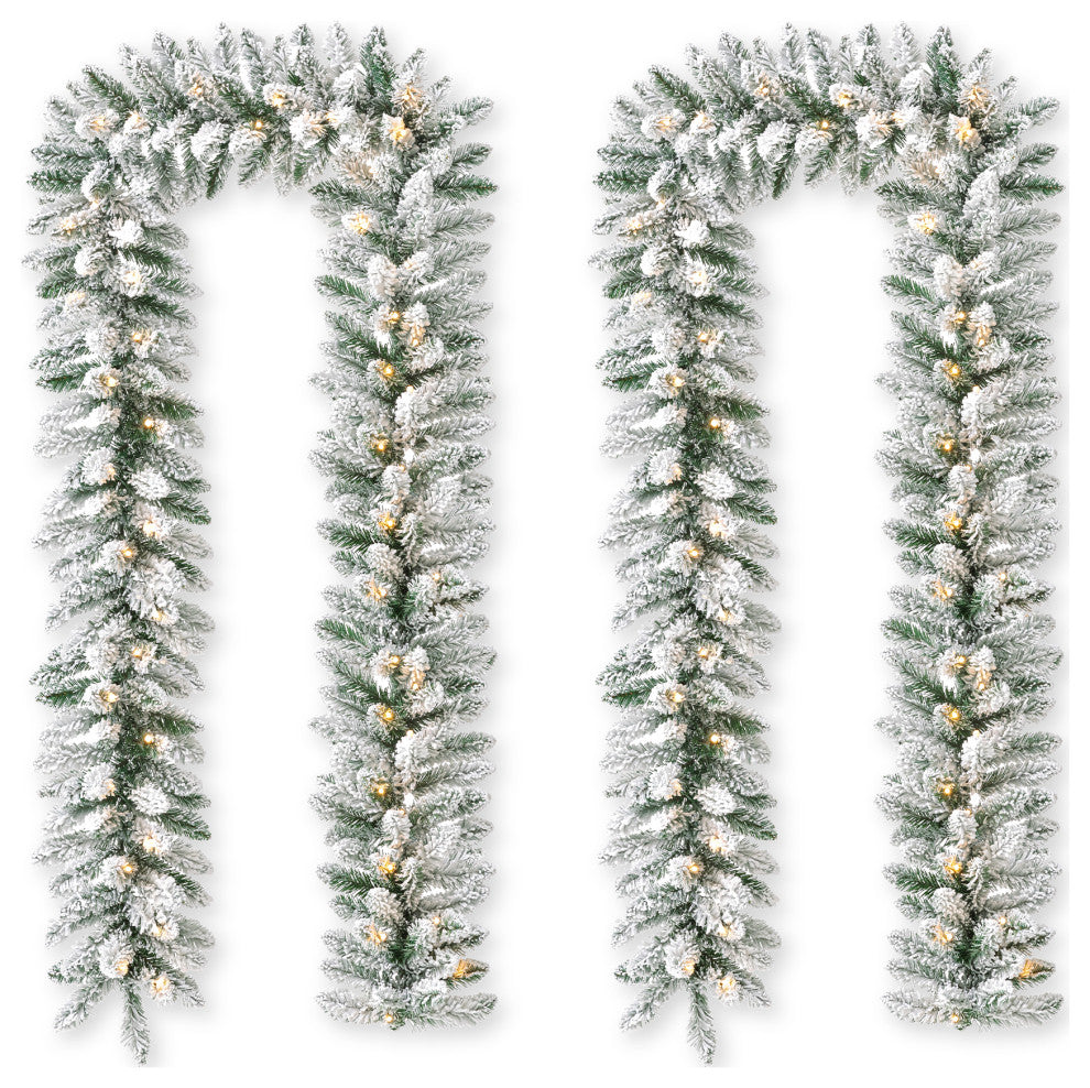 2-Pack 6' Pre-Lit Snow Flocked Christmas Garland