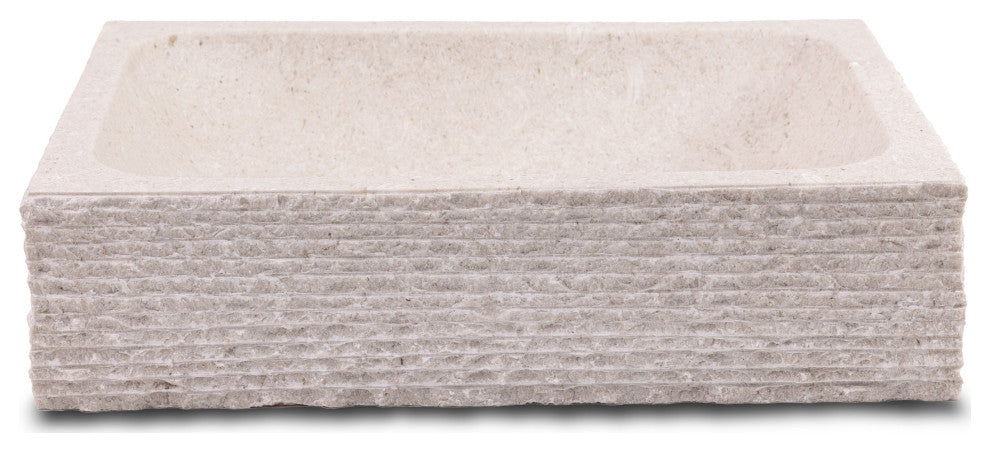 Natural Stone Vessel Bathroom Sink, Rustic Rectangular Stone Sink, Ojinaga