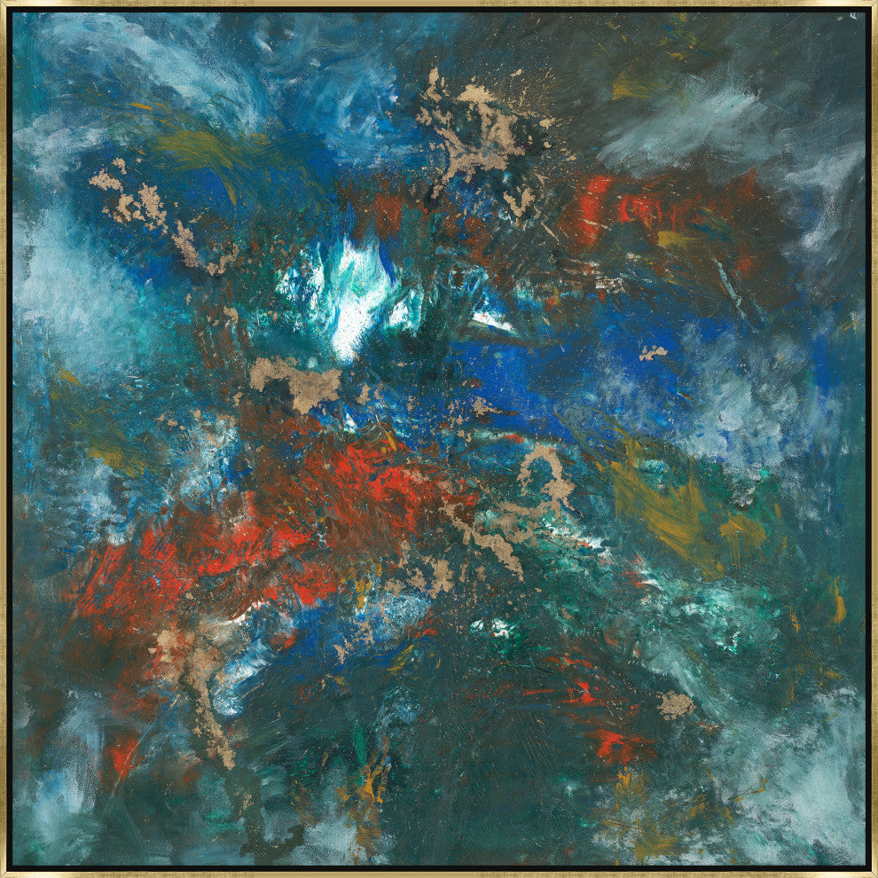 24x24 All Over the Place I, Framed Artwork, Gold