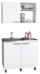 Alexandria 2 Piece Kitchen Set, Wall Cabinet + Utility Sink, White