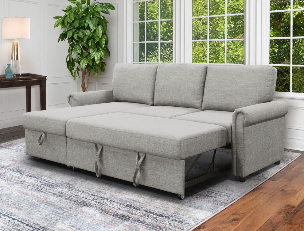 Harding Storage Sofa Bed Reversible Sectional, Heather Gray