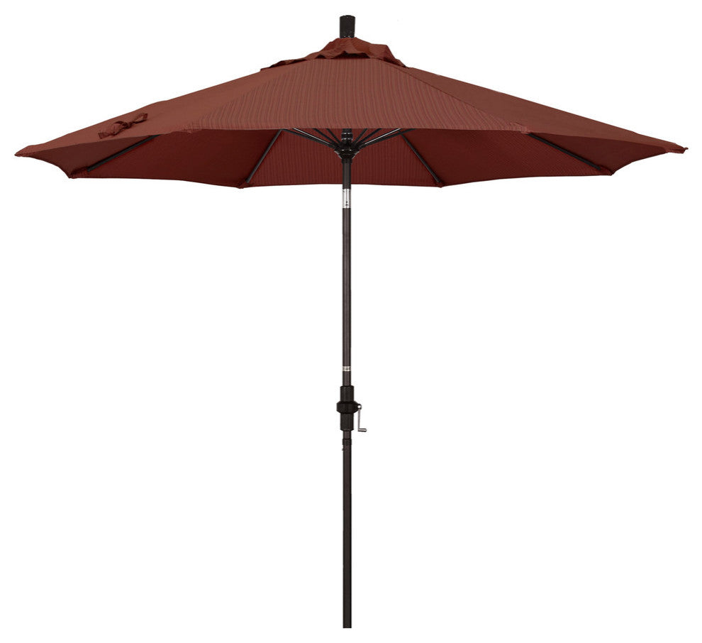 9' Bronze Collar Tilt Lift Fiberglass Rib Aluminum Umbrella, Olefin, Terrace Adobe