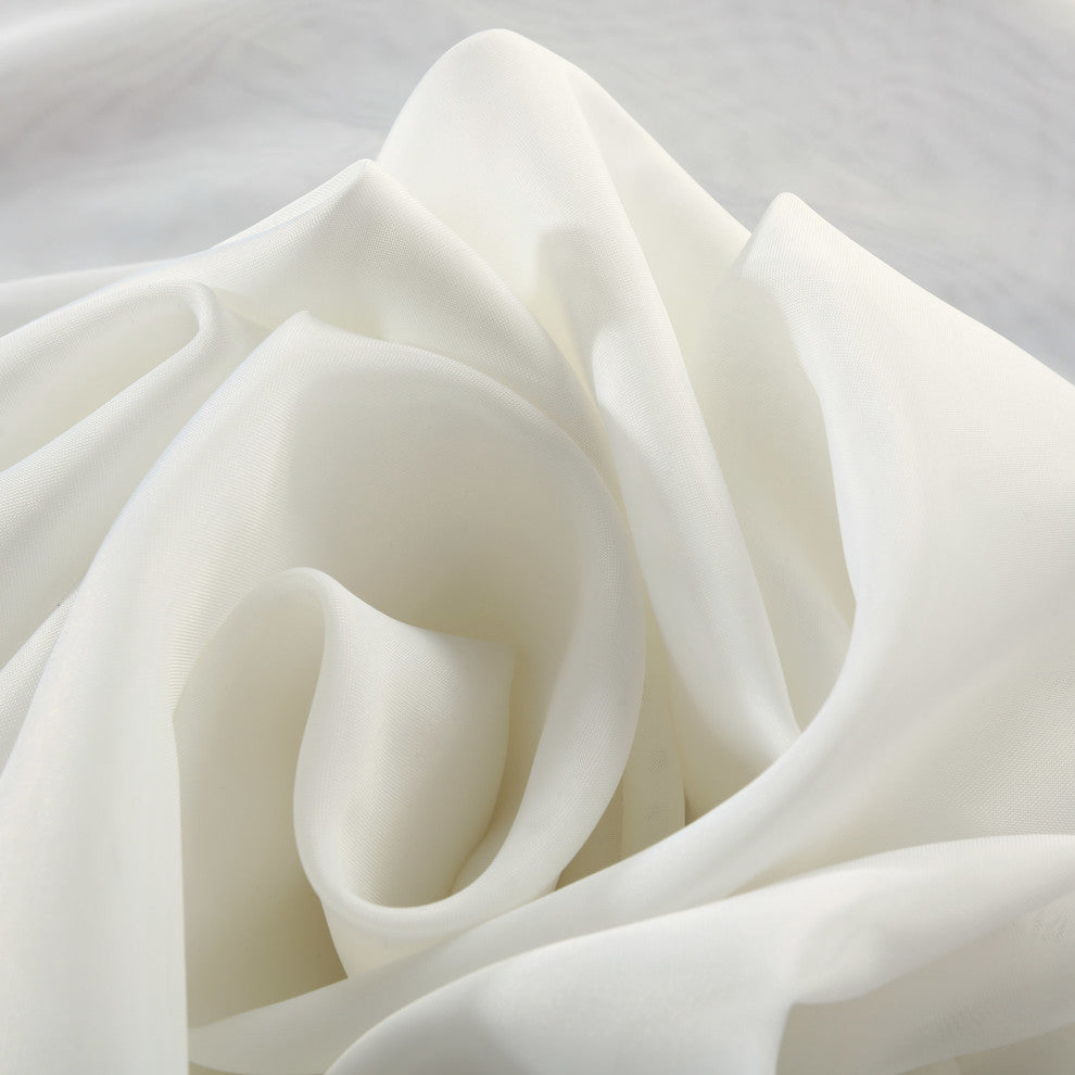 Solid Off White Voile Poly Curtains, Set of 2, 50"x96"