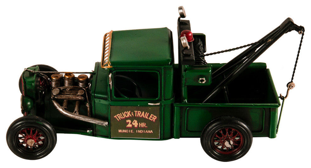 Handmade Vintage Tow Truck Model, Collectible Metal Scale Model Truck