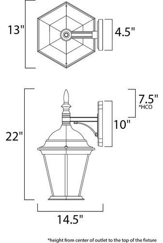 Maxim Westlake Cast 3-Light Outdoor Wall Lantern Black - 1008BK