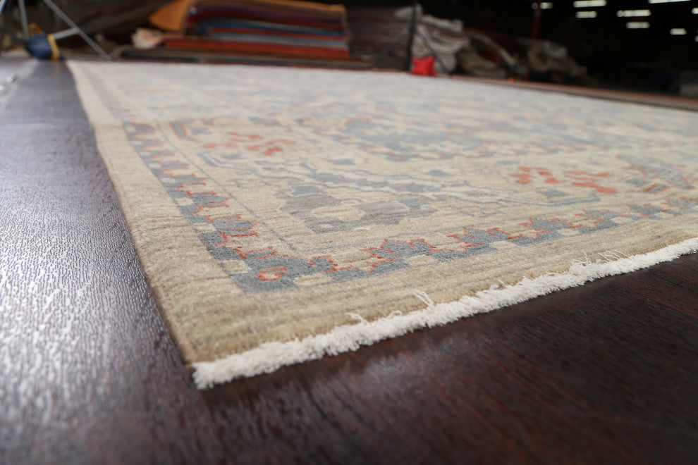 Silver Washed Geometric Ziegler Turkish Oriental Area Rug 10x13 Wool Carpet