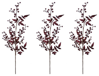 3 Pieces 40" Glitter Berry Christmas Spray, Chocolate