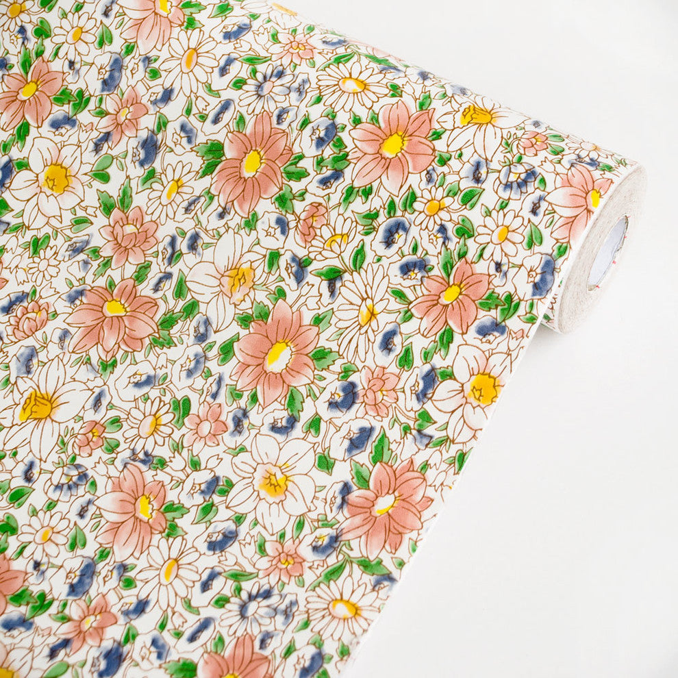 Flower Ocean Pink - Vinyl Self-Adhesive Wallpaper Prepasted Wall Decor (Roll)