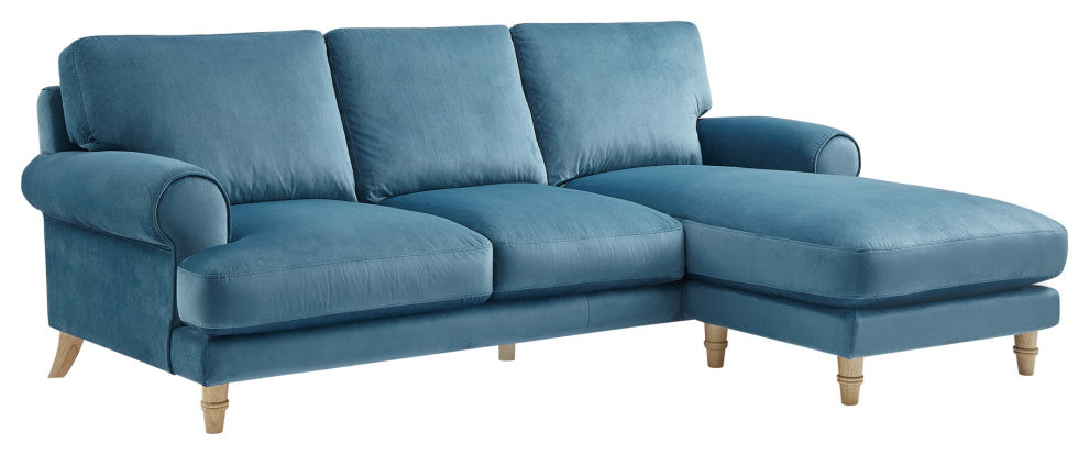 Rustic Manor Darnell Sofa Upholstered, Velvet/Linen, Teal/Velvet