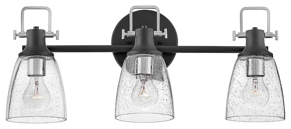 Hinkley Easton 24" Three Light Bath Vanity Fixture, Black + Chrome