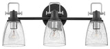 Hinkley Easton 24" Three Light Bath Vanity Fixture, Black + Chrome