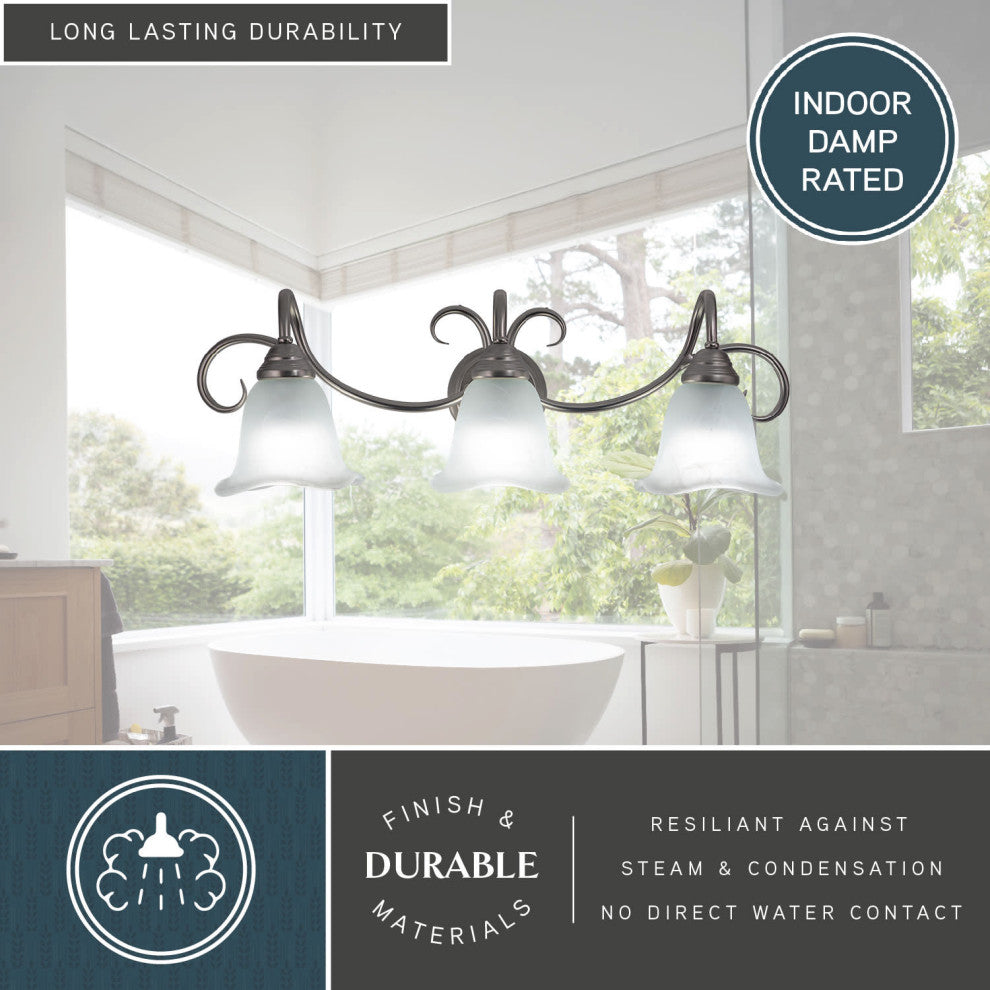 Vaxcel Bella 3-Light Vanity Light, Brushed Nickel