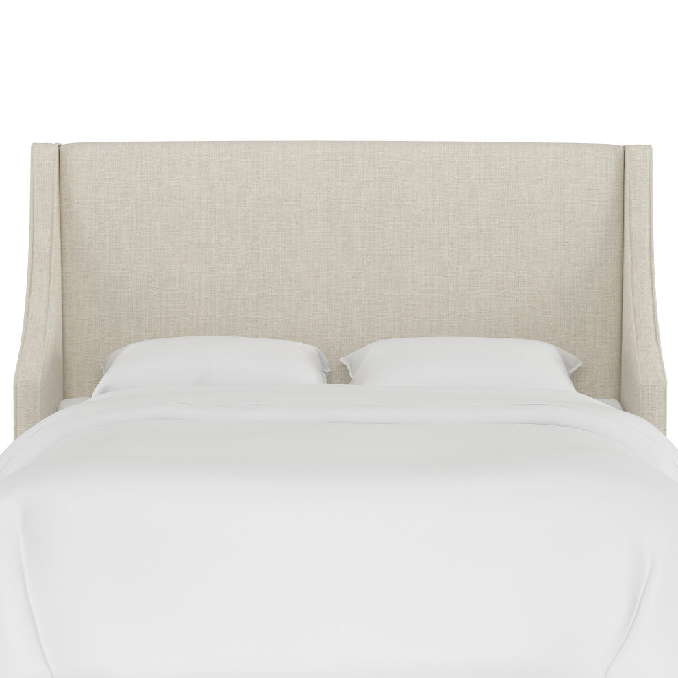 Wingback Headboard, Linen Talc, Queen