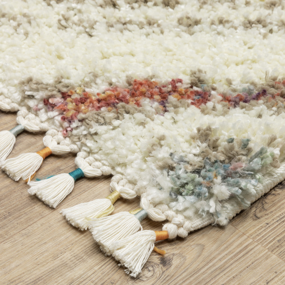 Aurora Southwest Ivory/Multi Indoor Area Rug, Ivory, 6'7" x 9'6"