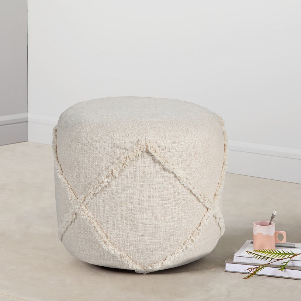 Solid Textured Decorative Diamond Pouf Ottoman