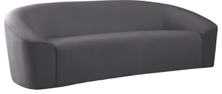 Riley Velvet Upholstered Rounded Sofa, Gray